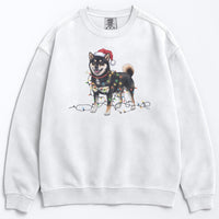 Load image into Gallery viewer, Christmas Black Shiba Inu Sweatshirt, Christmas Lights Dog
