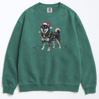 Load image into Gallery viewer, Christmas Black Shiba Inu Sweatshirt, Christmas Lights Dog
