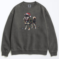 Load image into Gallery viewer, Christmas Black Shiba Inu Sweatshirt, Christmas Lights Dog
