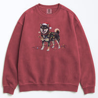 Load image into Gallery viewer, Christmas Black Shiba Inu Sweatshirt, Christmas Lights Dog
