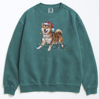 Load image into Gallery viewer, Christmas Red Shiba Inu Sweatshirt, Christmas Lights Dog
