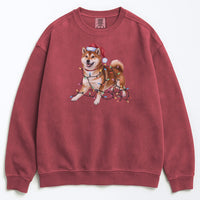 Load image into Gallery viewer, Christmas Red Shiba Inu Sweatshirt, Christmas Lights Dog
