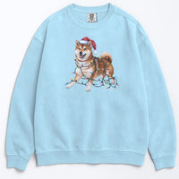 Load image into Gallery viewer, Christmas Red Shiba Inu Sweatshirt, Christmas Lights Dog
