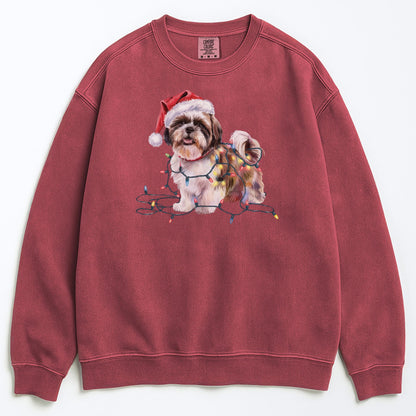 Christmas Shih Tzu Sweatshirt, Christmas Lights Dog