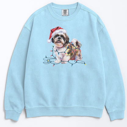 Christmas Shih Tzu Sweatshirt, Christmas Lights Dog