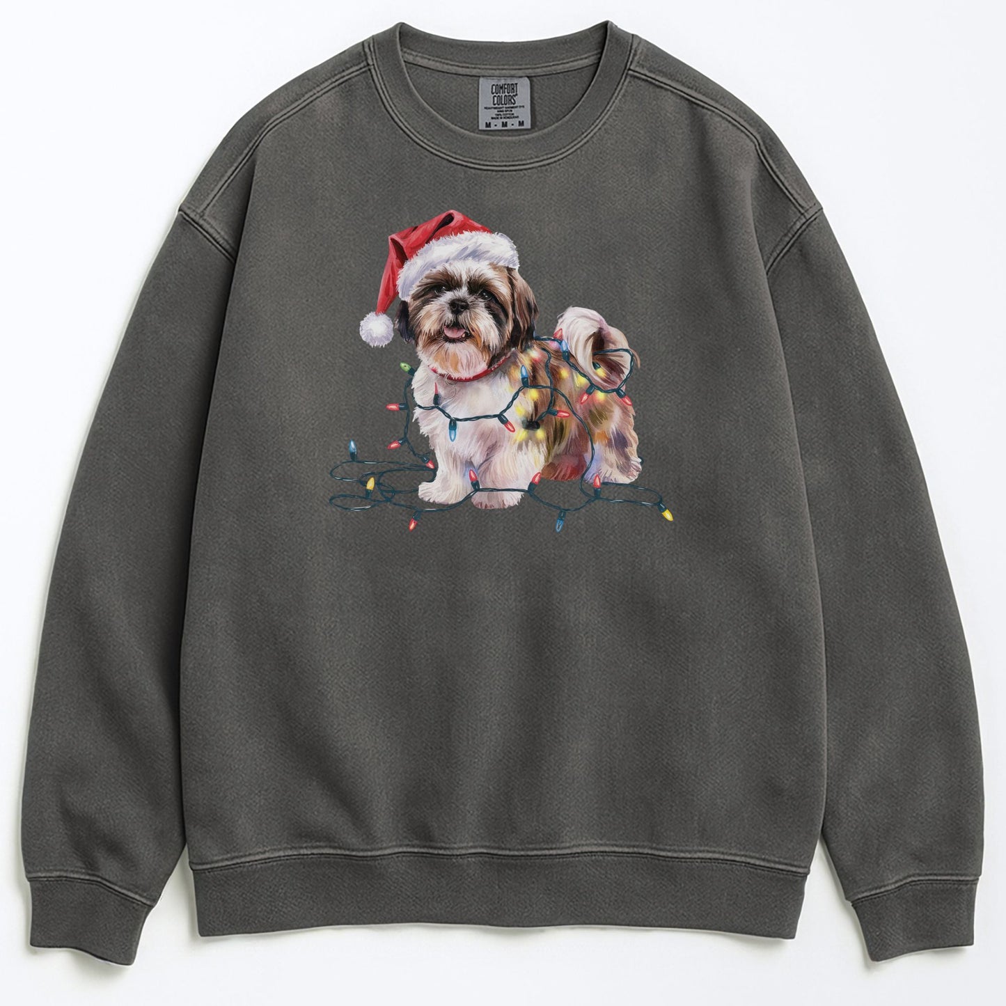 Christmas Shih Tzu Sweatshirt, Christmas Lights Dog