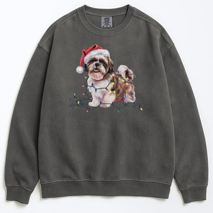 Christmas Shih Tzu Sweatshirt, Christmas Lights Dog