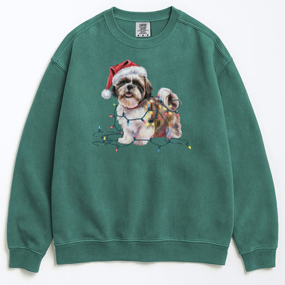 Christmas Shih Tzu Sweatshirt, Christmas Lights Dog