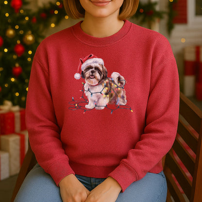Christmas Shih Tzu Sweatshirt, Christmas Lights Dog