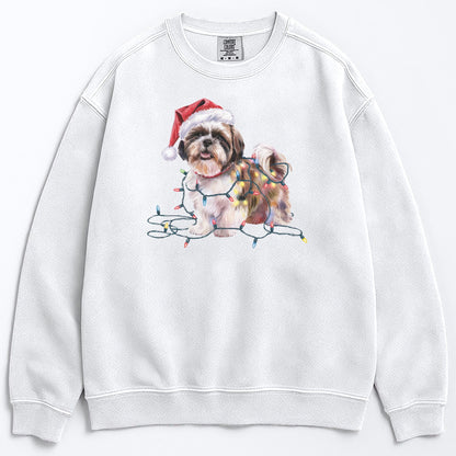 Christmas Shih Tzu Sweatshirt, Christmas Lights Dog