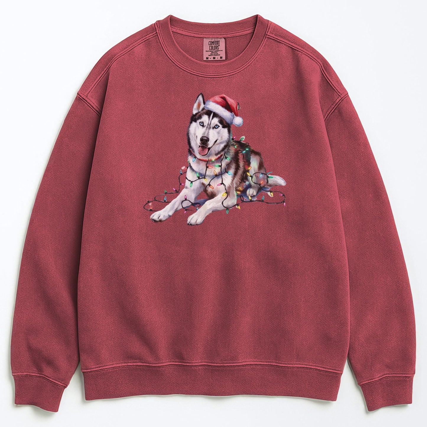 Christmas Siberian Husky Sweatshirt, Christmas Lights Dog