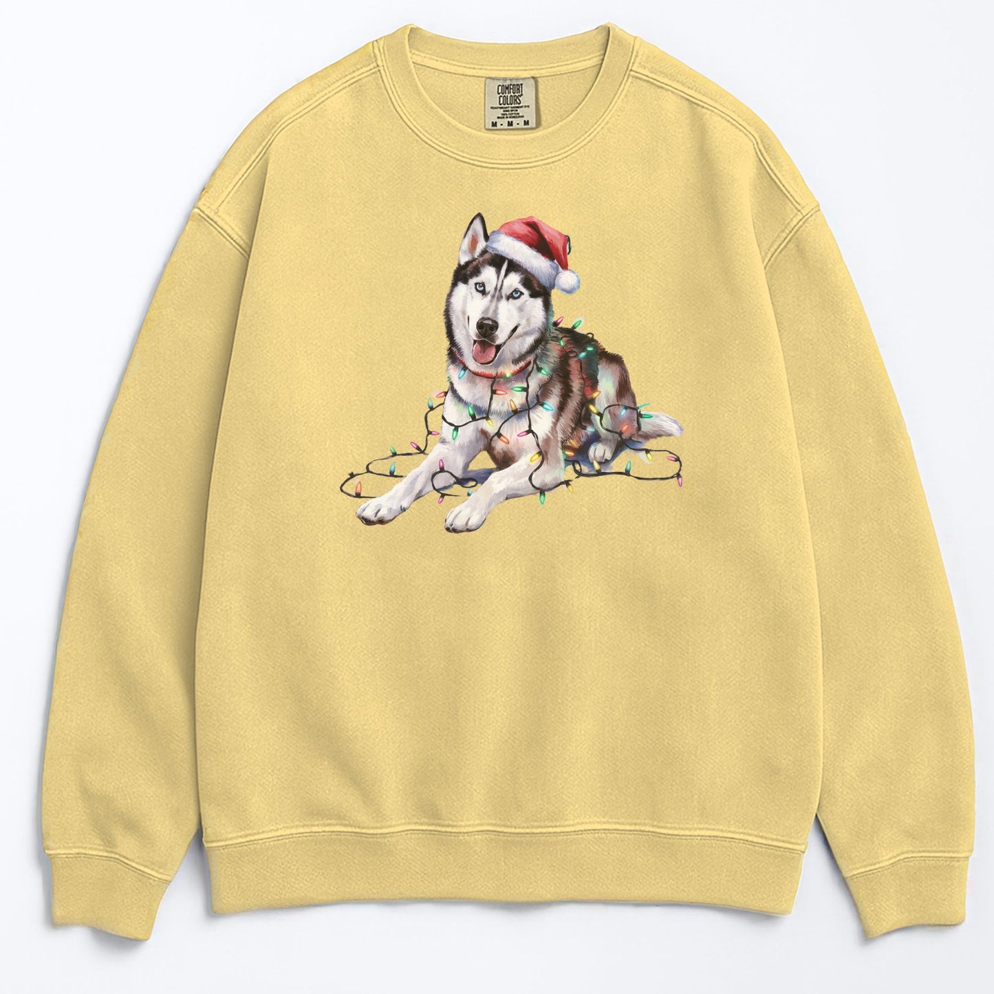 Christmas Siberian Husky Sweatshirt, Christmas Lights Dog