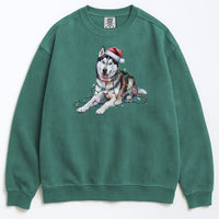 Load image into Gallery viewer, Christmas Siberian Husky Sweatshirt, Christmas Lights Dog
