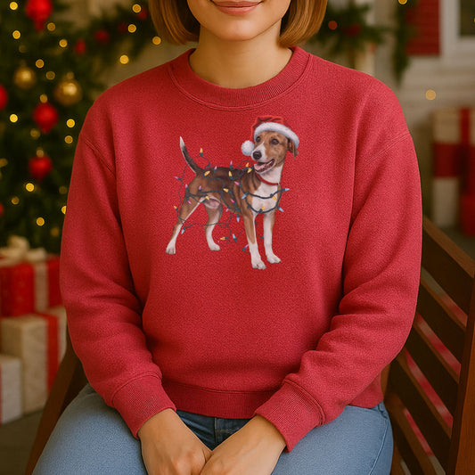 Christmas Smooth Fox Terrier Sweatshirt, Christmas Lights Dog