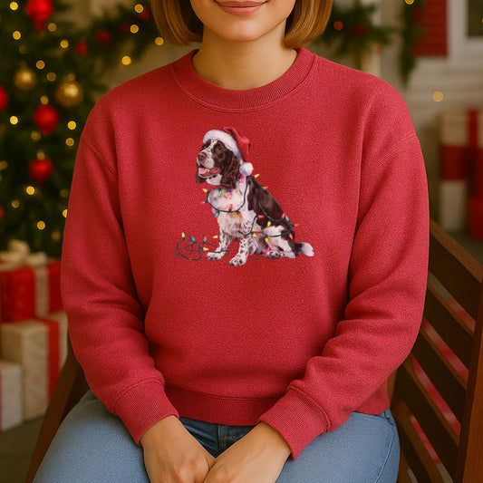Christmas Springer Spaniel Sweatshirt, Christmas Lights Dog
