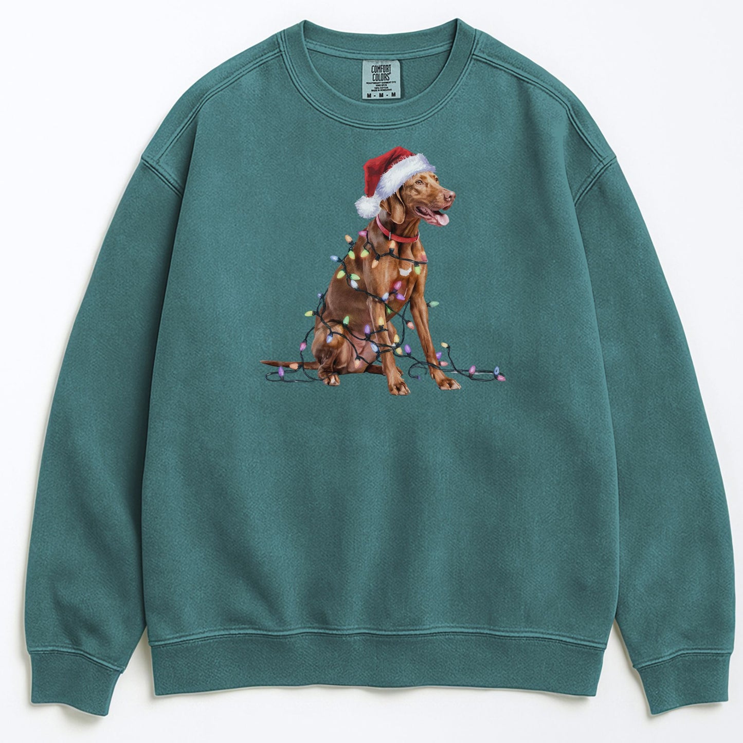 Christmas Vizsla Sweatshirt, Christmas Lights Dog
