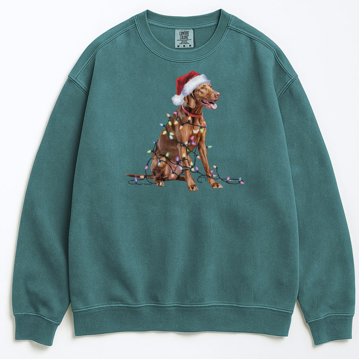 Christmas Vizsla Sweatshirt, Christmas Lights Dog