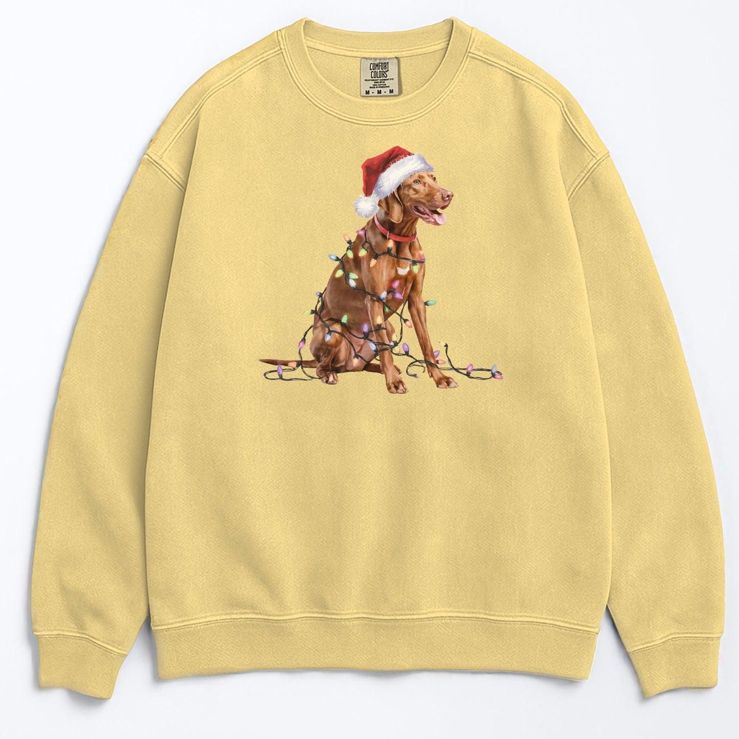 Christmas Vizsla Sweatshirt, Christmas Lights Dog