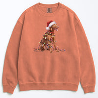 Load image into Gallery viewer, Christmas Vizsla Sweatshirt, Christmas Lights Dog
