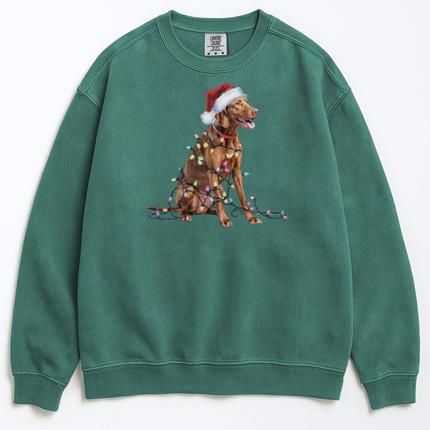Christmas Vizsla Sweatshirt, Christmas Lights Dog