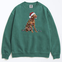 Load image into Gallery viewer, Christmas Vizsla Sweatshirt, Christmas Lights Dog
