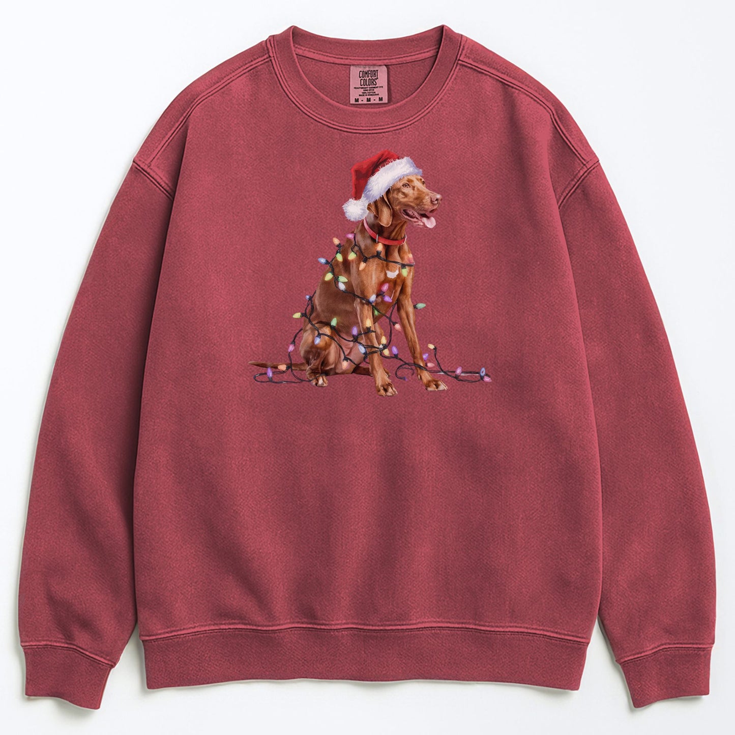 Christmas Vizsla Sweatshirt, Christmas Lights Dog