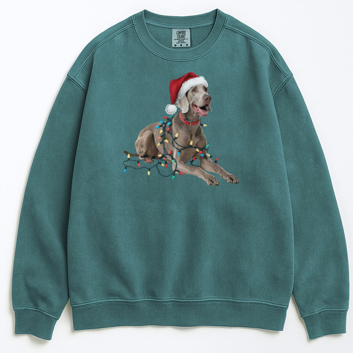 Christmas Weimaraner Sweatshirt, Christmas Lights Dog