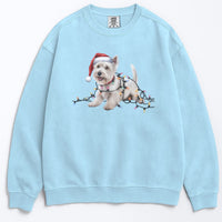 Load image into Gallery viewer, Christmas West Highland Terrier Sweatshirt, Christmas Lights Dog
