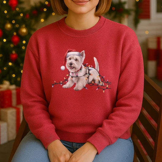 Christmas West Highland Terrier Sweatshirt, Christmas Lights Dog