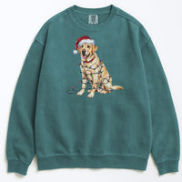 Load image into Gallery viewer, Christmas Yellow Labrador Sweatshirt, Christmas Lights Dog
