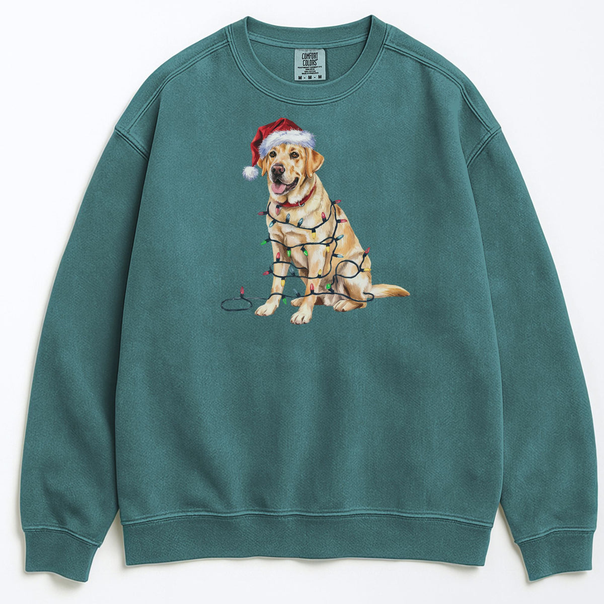 Christmas Yellow Labrador Sweatshirt, Christmas Lights Dog