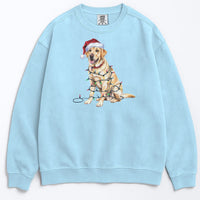 Load image into Gallery viewer, Christmas Yellow Labrador Sweatshirt, Christmas Lights Dog
