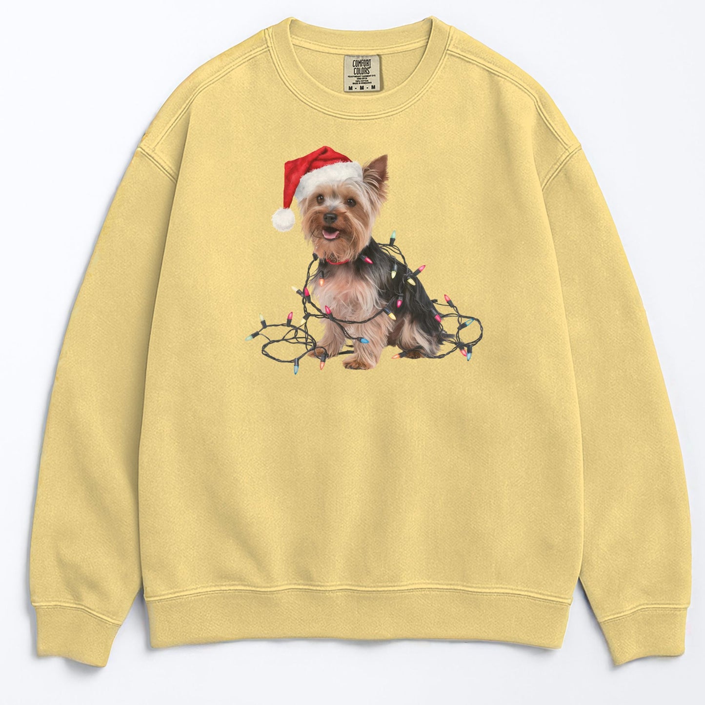 Christmas Yorkshire Terrier Sweatshirt, Christmas Lights Dog
