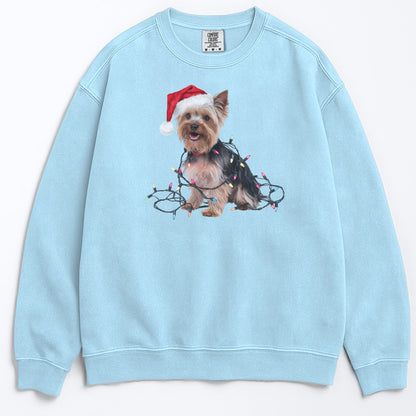 Christmas Yorkshire Terrier Sweatshirt, Christmas Lights Dog
