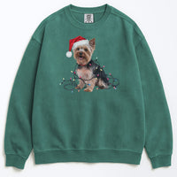 Load image into Gallery viewer, Christmas Yorkshire Terrier Sweatshirt, Christmas Lights Dog
