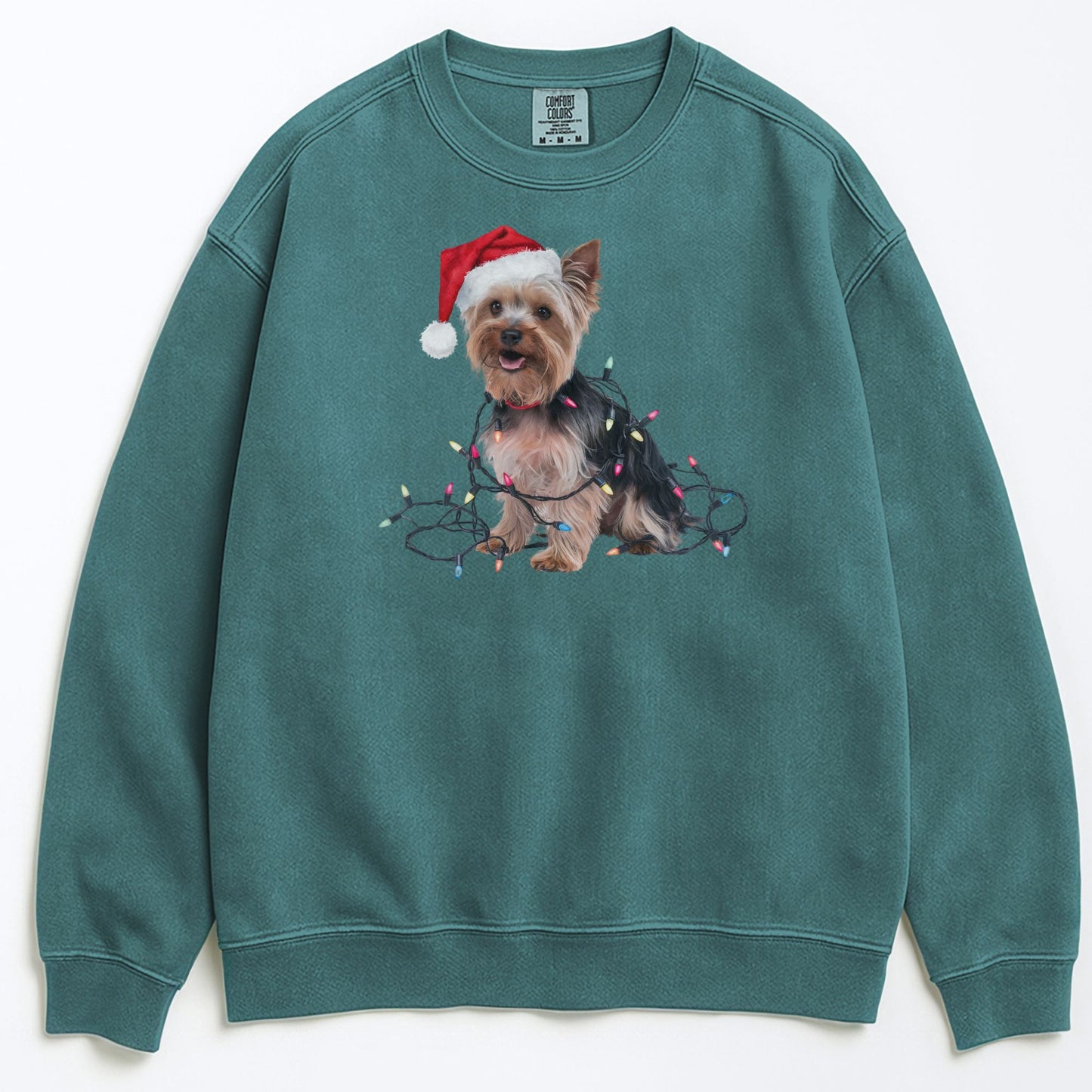 Christmas Yorkshire Terrier Sweatshirt, Christmas Lights Dog