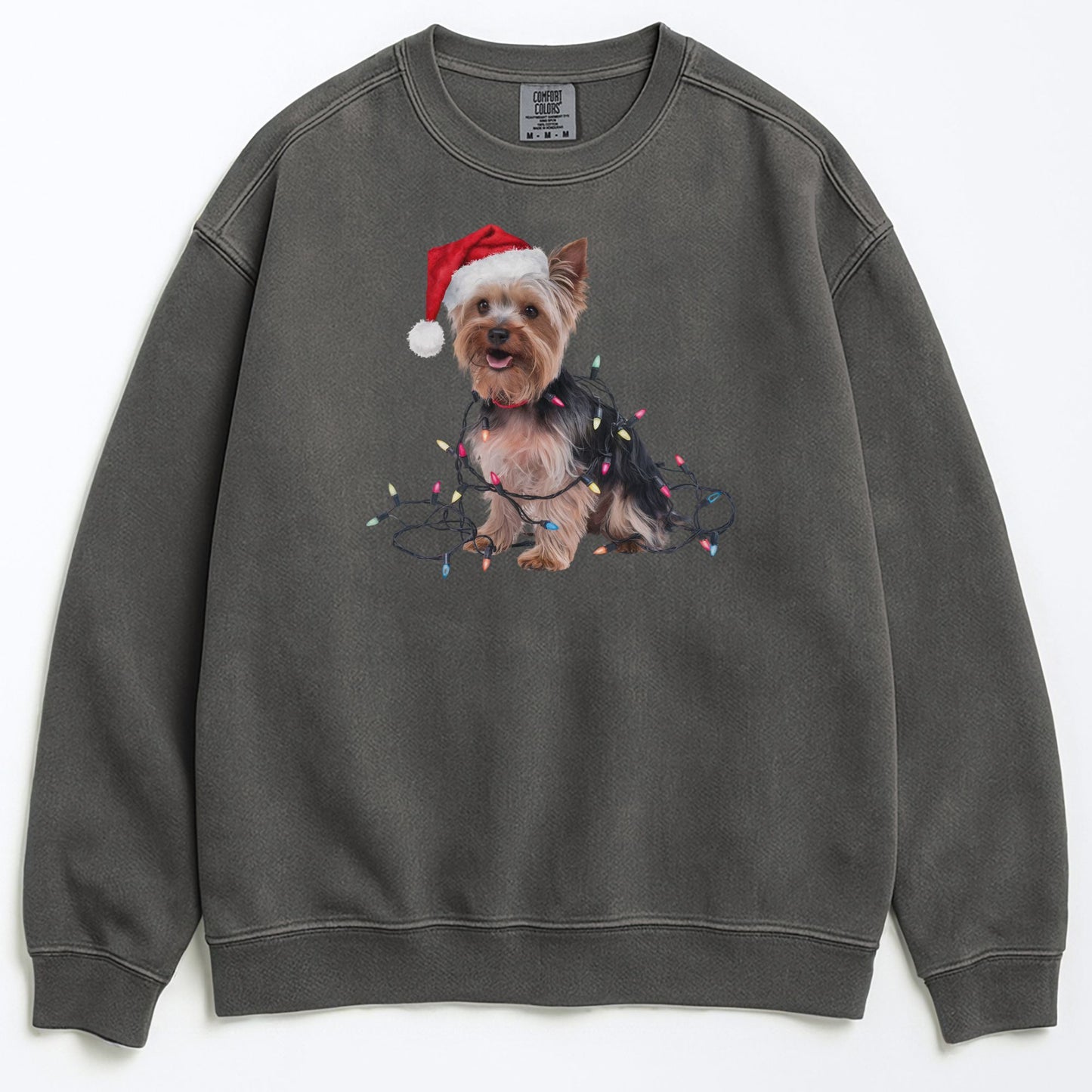 Christmas Yorkshire Terrier Sweatshirt, Christmas Lights Dog
