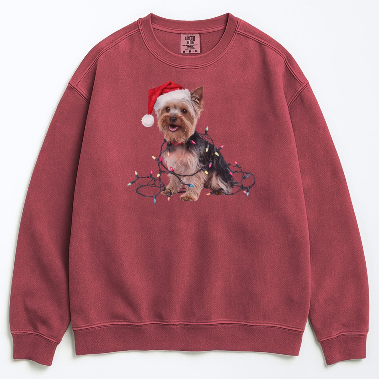 Christmas Yorkshire Terrier Sweatshirt, Christmas Lights Dog