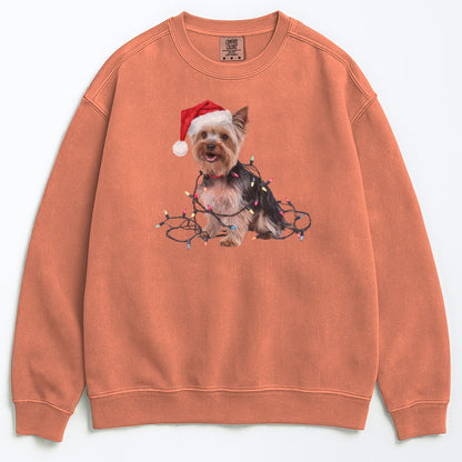 Christmas Yorkshire Terrier Sweatshirt, Christmas Lights Dog