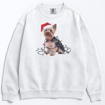 Christmas Yorkshire Terrier Sweatshirt, Christmas Lights Dog