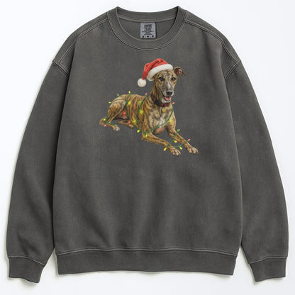 Brindle Greyhound Christmas Lights Sweatshirt