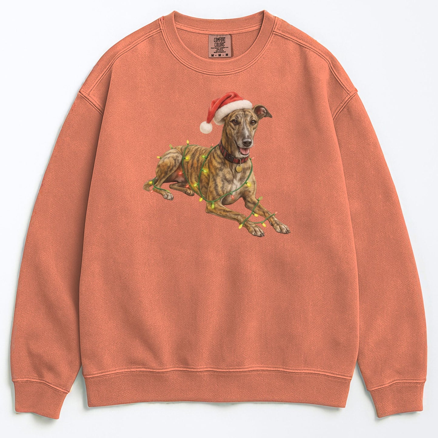 Brindle Greyhound Christmas Lights Sweatshirt