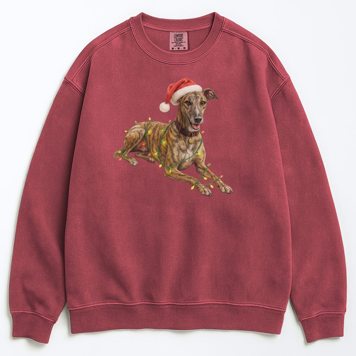 Brindle Greyhound Christmas Lights Sweatshirt