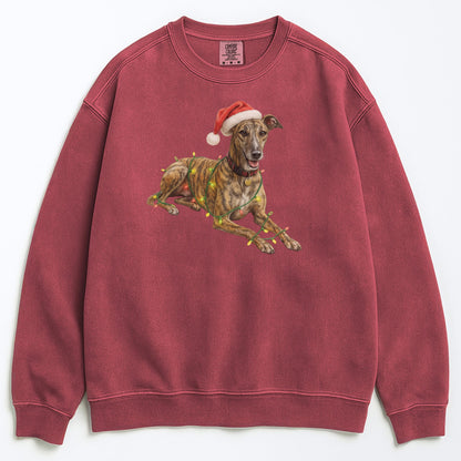 Brindle Greyhound Christmas Lights Sweatshirt