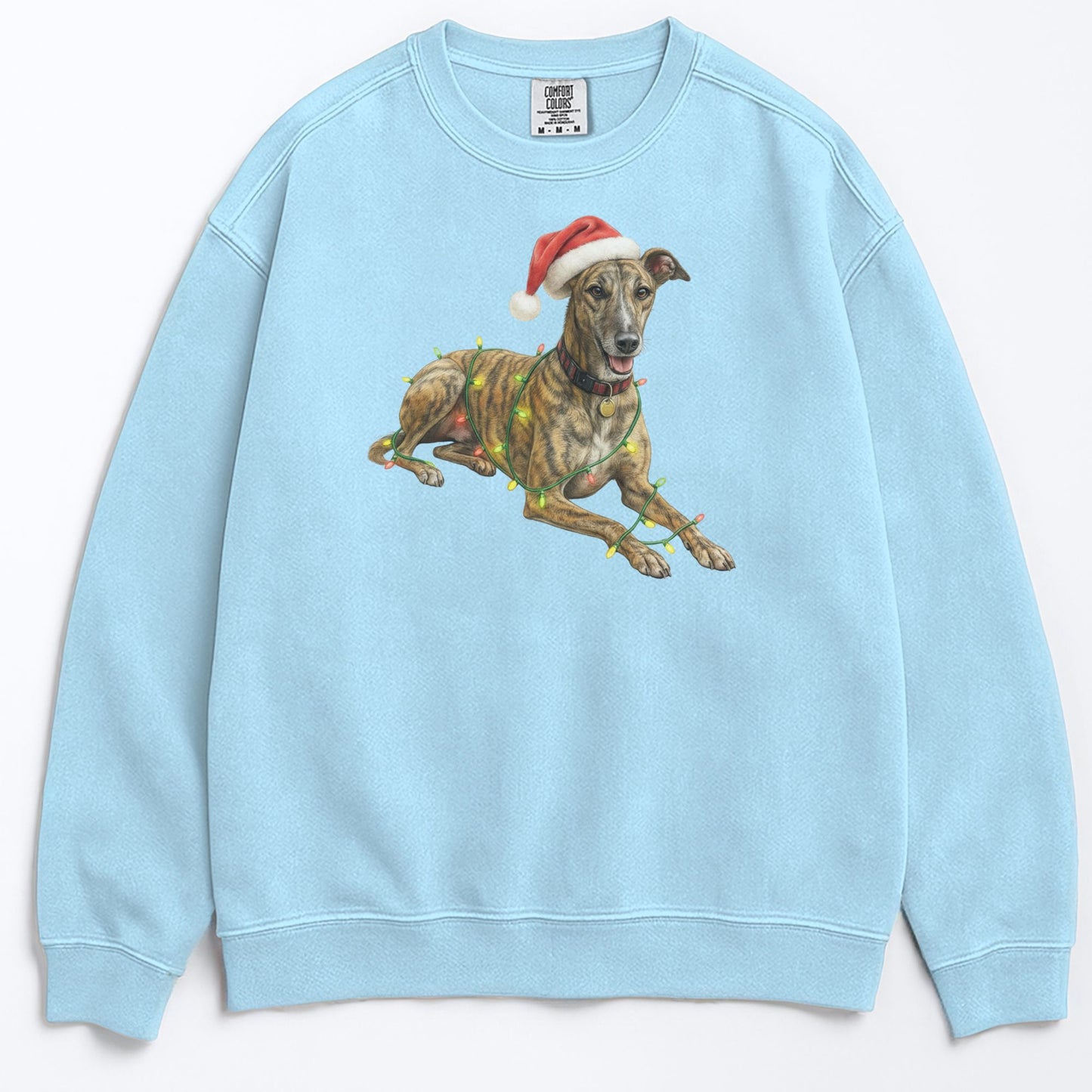 Brindle Greyhound Christmas Lights Sweatshirt