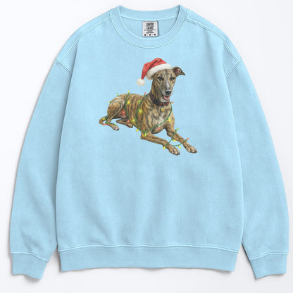 Brindle Greyhound Christmas Lights Sweatshirt