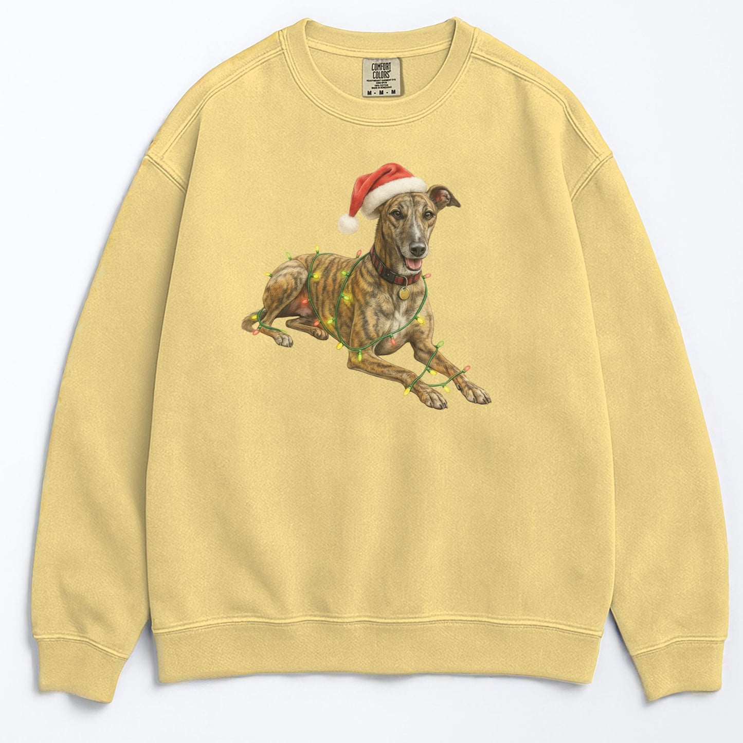 Brindle Greyhound Christmas Lights Sweatshirt