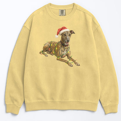 Brindle Greyhound Christmas Lights Sweatshirt