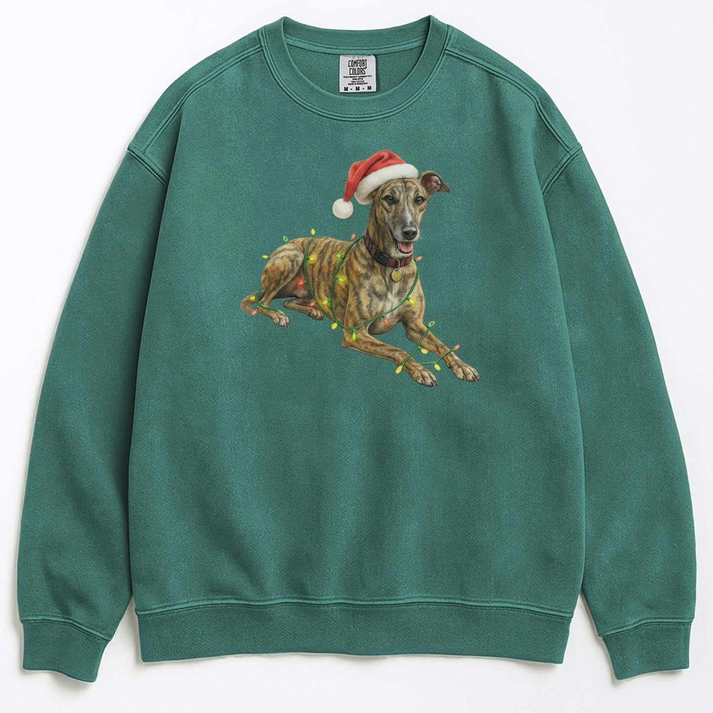 Brindle Greyhound Christmas Lights Sweatshirt