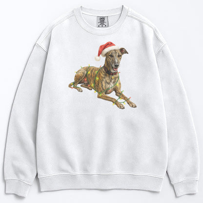 Brindle Greyhound Christmas Lights Sweatshirt